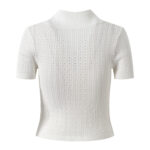 2025 summer new French lady small fragrance style lapel hollow gentle age-reducing slim short knitted sweater top 5250175 - Image 3