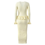 2025 autumn new French lady daughter round neck bevel button slim fit ruffle stitching dress 5250331 - Image 3
