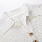 2025 summer new French lady small fragrance style lapel hollow gentle age-reducing slim short knitted sweater top 5250175 - Image 4