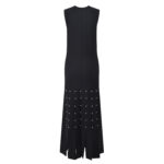 Black Knitting Dress 2024 Women's Sleeveless Slim Elegant Pearl hollowed out hem Dresses 5240079 - Image 3