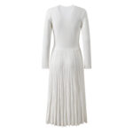 2025 autumn new style temperament fashion elegant goddess fan slim fit round neck single breasted long sleeve dress - Image 3