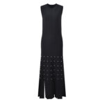 Black Knitting Dress 2024 Women's Sleeveless Slim Elegant Pearl hollowed out hem Dresses 5240079 - Image 4