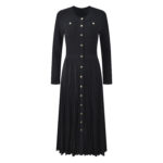 2025 autumn new style temperament fashion elegant goddess fan slim fit round neck single breasted long sleeve dress - Image 4