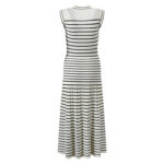 2024 New Classic Striped Knit Dress Ladies V-Neck Sleeveless Single Breasted Robe O-Neck Knitting Long Dress 5230485 - Image 3