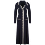 Fashionable and Comfortable New One-piece Dress Single Breasted Slim V-neck Knitted Long Sleeve Dress 5210677 - Image 2