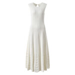 2025 Spring New French Heavy Pearl Decoration Waffle Hollow Slimming Sleeveless Knitted Long Dress - Image 2