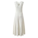 2025 Spring New French Heavy Pearl Decoration Waffle Hollow Slimming Sleeveless Knitted Long Dress - Image 3