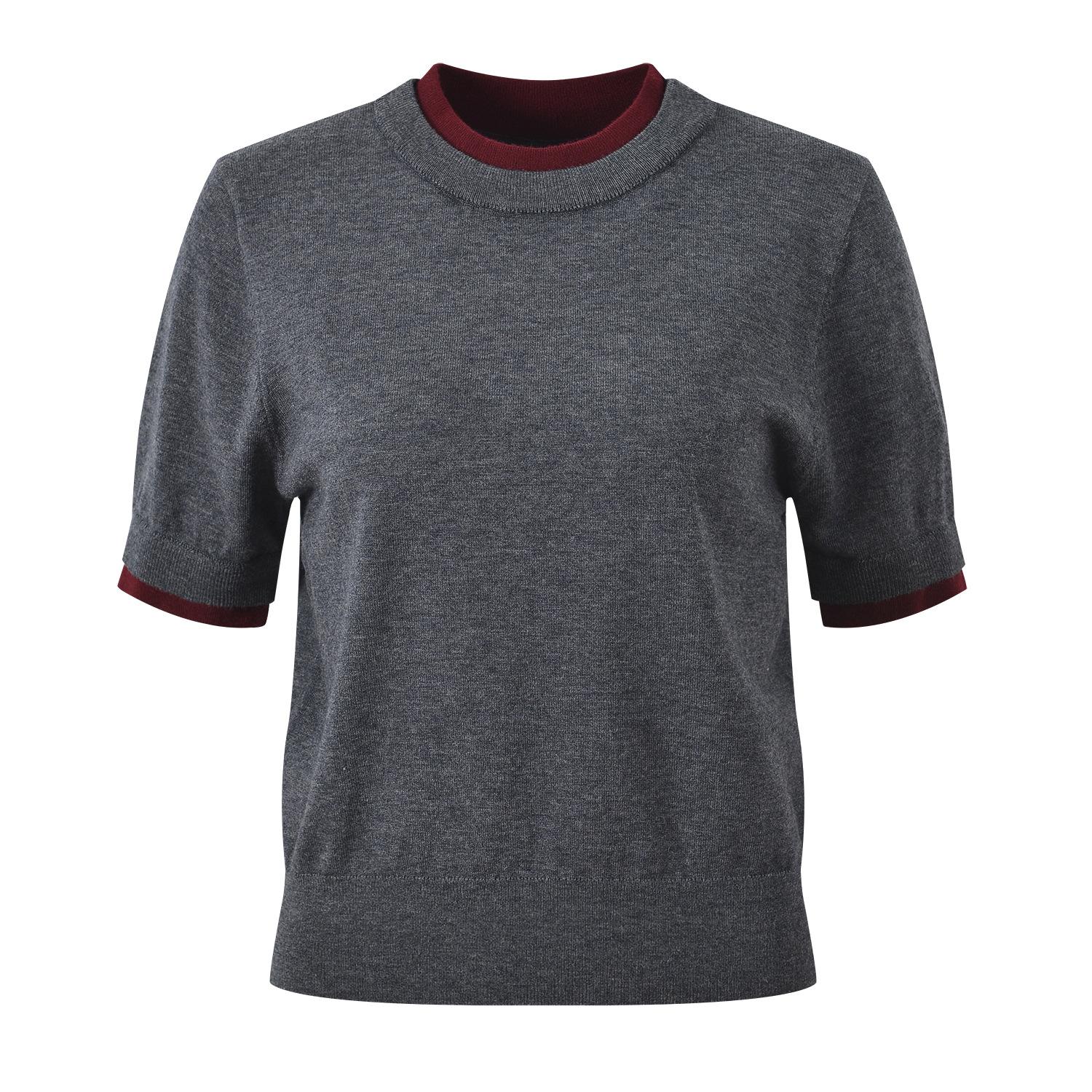 2025 autumn new style fashion temperament casual versatile contrast color stitching fake two-piece knitted sweater T-shirt top