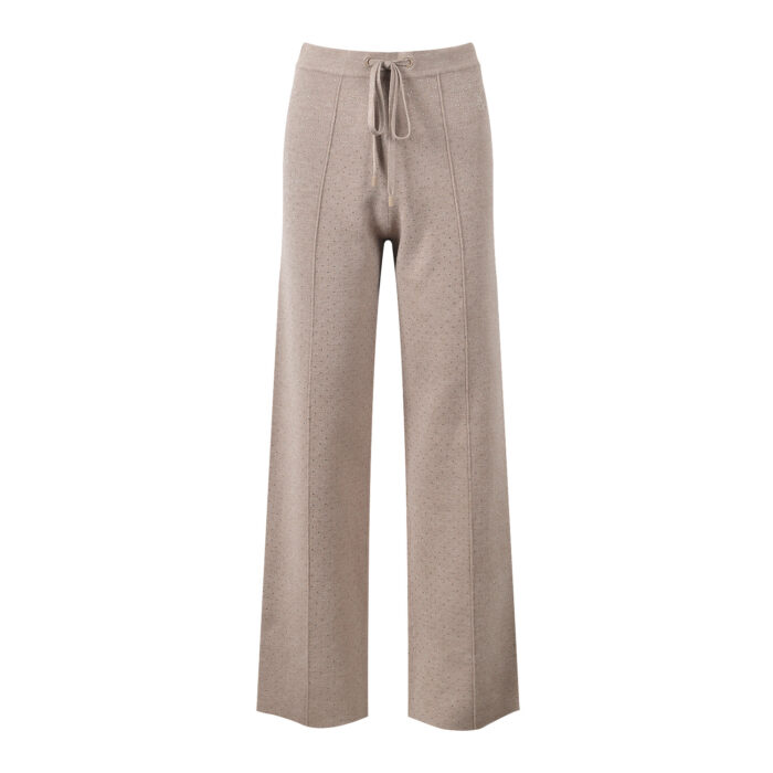 New Women Shiny Bead Embellished Knit Set Autumn Loose V-Neck Single Breasted Cardigan or Elastic Waist Wide Leg Pants 5240266 - Image 4