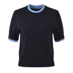 2025 autumn new style fashion temperament casual versatile contrast color stitching fake two-piece knitted sweater T-shirt top - Image 4