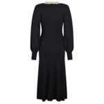 Elegant Black Knitted Dresses New 2024 Autumn Women Fashion Lapel Lantern Sleeve Single Breasted Stretch Party Dress 5220350 - Image 3