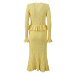 2025 autumn new French lady Chanel style fake two-piece V-neck slim fit knitted fishtail dress 5250243 - Image 3