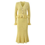 2025 autumn new French lady Chanel style fake two-piece V-neck slim fit knitted fishtail dress 5250243 - Image 4