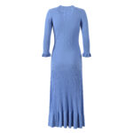 Elegant Blue Knitted Dress 2024 Spring Women V Neck Slim Elastic Mermaid Dresses 5240088 - Image 3