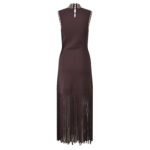 Brown Tassel Knitted Tank Long Dress Women 2025 Autumn New Elegant High Neck Fashion Dress 5250246 - Image 3