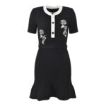 2025 autumn new design hand-crocheted slim fit waist round neck short knitted dress - Image 2