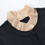 Black Knitted Maxi Dress Women's 2024 Autumn Winter Ruffled Single Breasted Long Sleeve Vintage Dresses 5230347 - Image 4