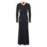 Black Knitted Maxi Dress Women's 2024 Autumn Winter Ruffled Single Breasted Long Sleeve Vintage Dresses 5230347 - Image 5