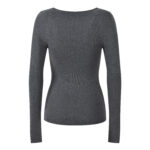 2025 autumn new French fashion temperament simple and versatile slim fit square neck knitted sweater top - Image 3