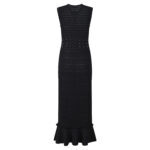 2025 autumn new lace rhinestone temperament elegant slim black round neck sleeveless long fishtail dress - Image 3