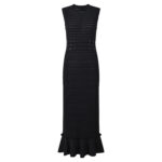 2025 autumn new lace rhinestone temperament elegant slim black round neck sleeveless long fishtail dress - Image 6