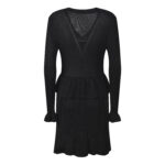 2025 autumn new French lady Chanel style heavy metal button V-neck splicing slim knitted dress - Image 5