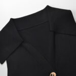 2025 autumn new French classic black temperament goddess fan slimming V-neck long sleeveless dress - Image 4