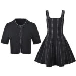 Black Stripes Knited Mini Dress Women 2025 Sleeveless A-Line Tank Dress 5240344 - Image 5