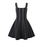 Black Stripes Knited Mini Dress Women 2025 Sleeveless A-Line Tank Dress 5240344 - Image 7