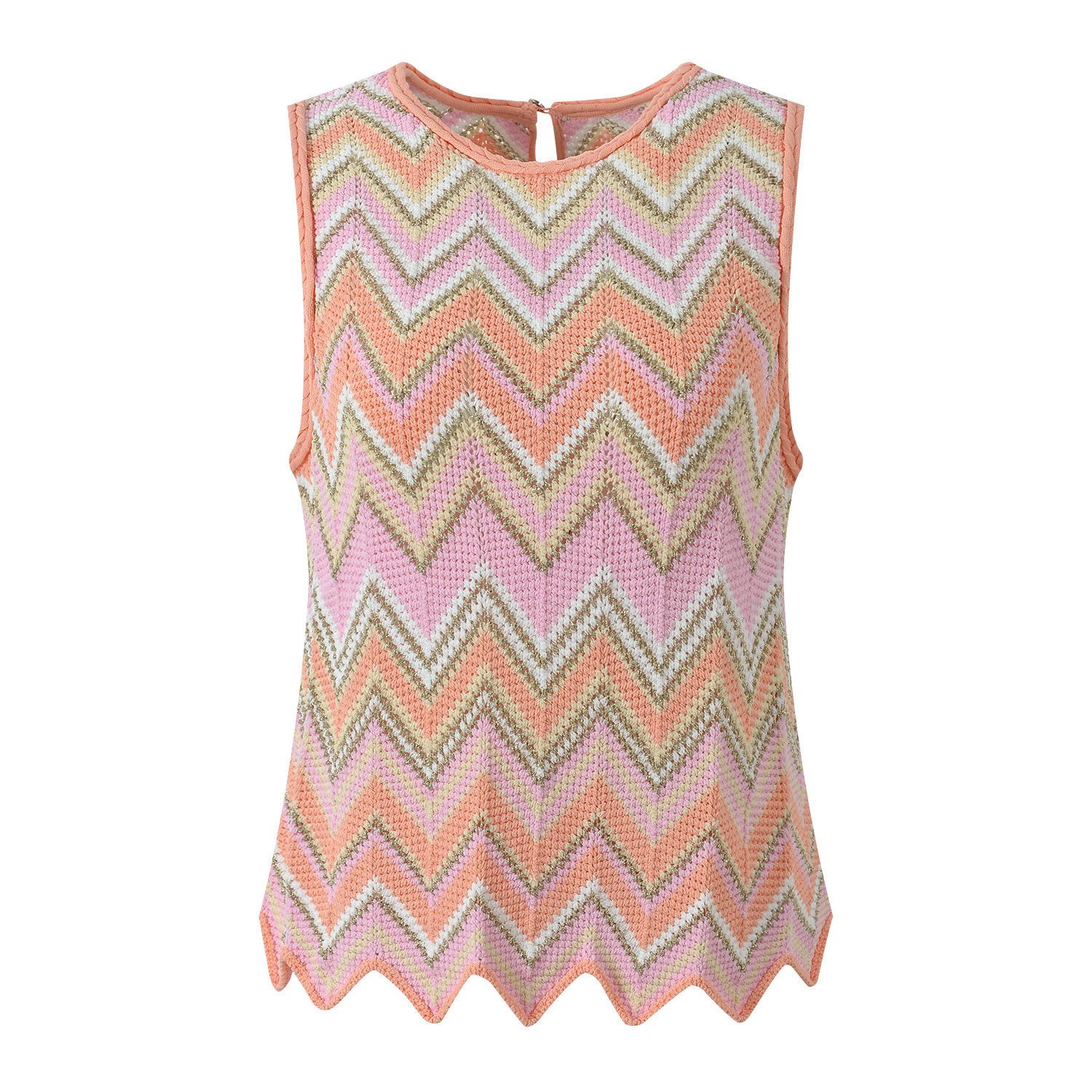 2025 autumn new style contrast color wave pattern age-reducing slim round neck sleeveless vest top + wide leg pants set - Image 2