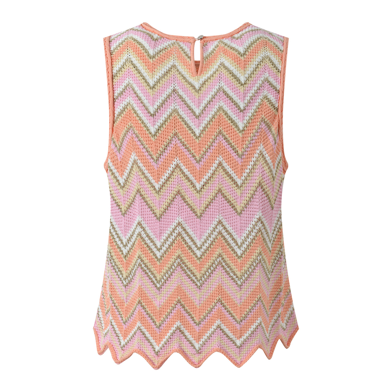 2025 autumn new style contrast color wave pattern age-reducing slim round neck sleeveless vest top + wide leg pants set - Image 3