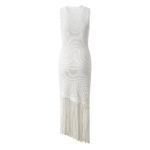 White Knit Tank Tassel Dress Women 2025 Summer New Fashion Simple Elegant Sleeveless Dresses 5250079 - Image 3