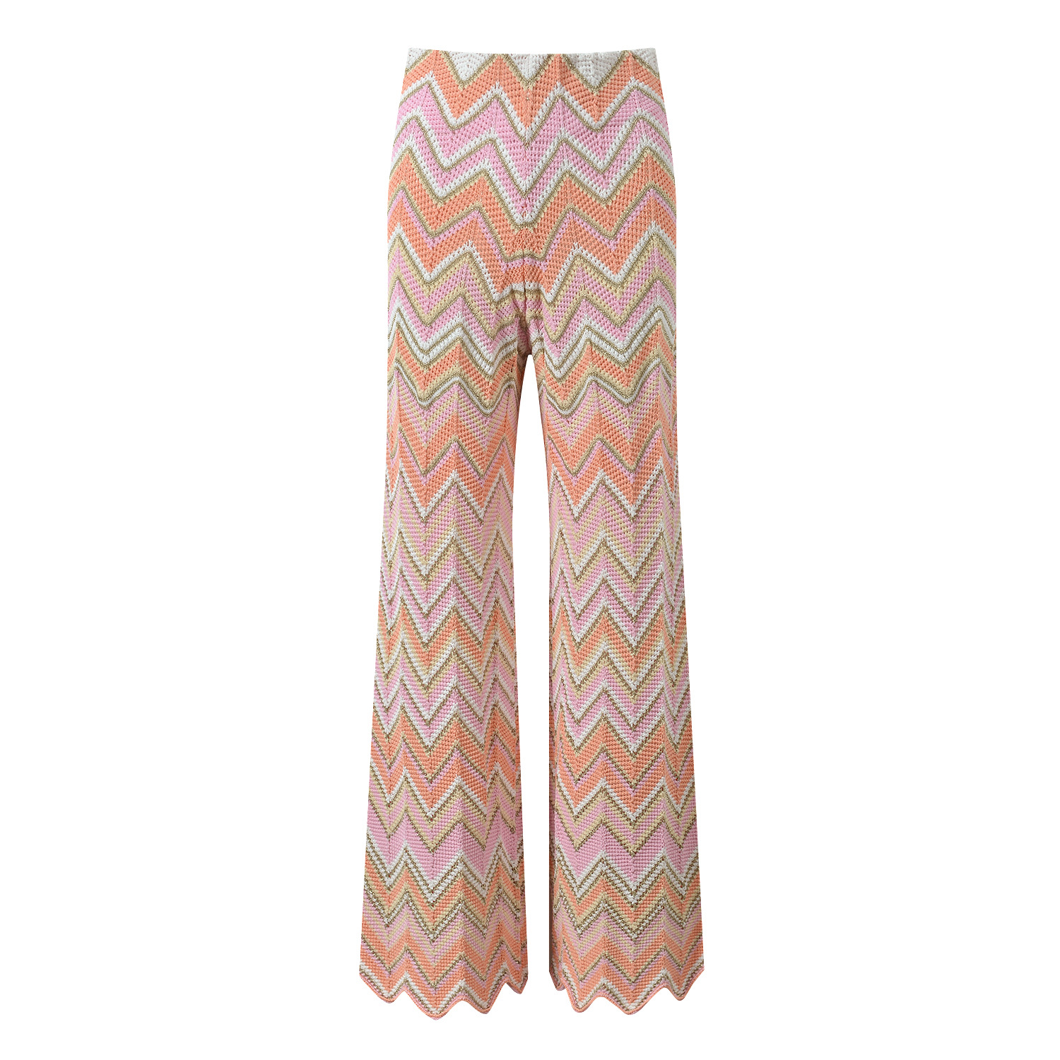 2025 autumn new style contrast color wave pattern age-reducing slim round neck sleeveless vest top + wide leg pants set - Image 4