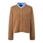 Camel Metal Button Knitted Cardigan Women 2024 New Letter Embroidery Removable Collar Long Sleeve Retro Sweater Coat 5240190 - Image 4