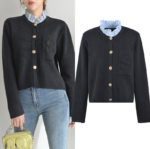 Embroidery Letter Pocket Women Knit Sweater Coat Stitching Ruffles Collar Long Sleeve New Ladies Knit Cardigan 5220472