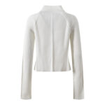 2025 Autumn and Winter French White Zipper Round Neck Long Sleeve Knit Top + High Waist Long Skirt Set 5250293 - Image 3