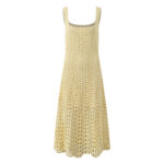 Light Yellow Hollow Out Crochet Tank Dress Women 2025 Summer New Fashion Elegant A-Line Strap Dresses 5250110 - Image 2