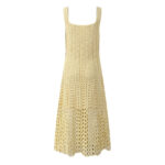 Light Yellow Hollow Out Crochet Tank Dress Women 2025 Summer New Fashion Elegant A-Line Strap Dresses 5250110 - Image 3
