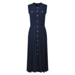 Dark Blue Knit Dress Women 2025 Spring Summer New Fashion  Elegant Sleeveless Single-Breasted Slim Robe Ladies 5250005 - Image 2