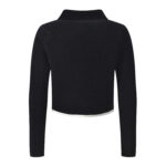 2025 autumn new black and white contrasting trim short lapel knitted cardigan + vest dress set - Image 3