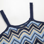 2025 Spring and Summer Design Wave Pattern Elegant Slimming Long Suspender Dress Seaside Holiday Knitted Dress - Image 4
