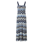 2025 Spring and Summer Design Wave Pattern Elegant Slimming Long Suspender Dress Seaside Holiday Knitted Dress - Image 6