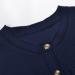Dark Blue Knit Dress Women 2025 Spring Summer New Fashion  Elegant Sleeveless Single-Breasted Slim Robe Ladies 5250005 - Image 4