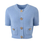 2025 autumn and winter new French lady temperament gentle wind round neck knitted cardigan hip skirt slim suit - Image 6