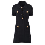 2025 autumn new French lady Chanel style heavy jewelry button black texture dress - Image 4