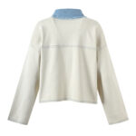 Niche design denim splicing lapel long-sleeved top 2024 spring new versatile commuter jacket - Image 3