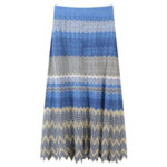 Stripe Knited Cardigan Set Women Spring Summer New Fashion Elegant Slim Hollow-out Tops+ Long Skirt Suit 520073 - Image 3