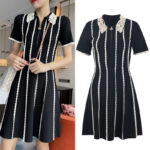 Elegant Party Dress Women's New Style Stitched Bra Chain Slim Knitted Dresses 5210344