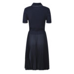 2025 autumn new French temperament fashion slim fit navy blue polo collar short sleeve pleated dress - Image 3