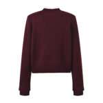 Knitted Cardigan Wine Red Jacket Short Style Detachable Fungus Collar Elegant Commuting S Home 2024 Autumn New Style 5240180 - Image 3